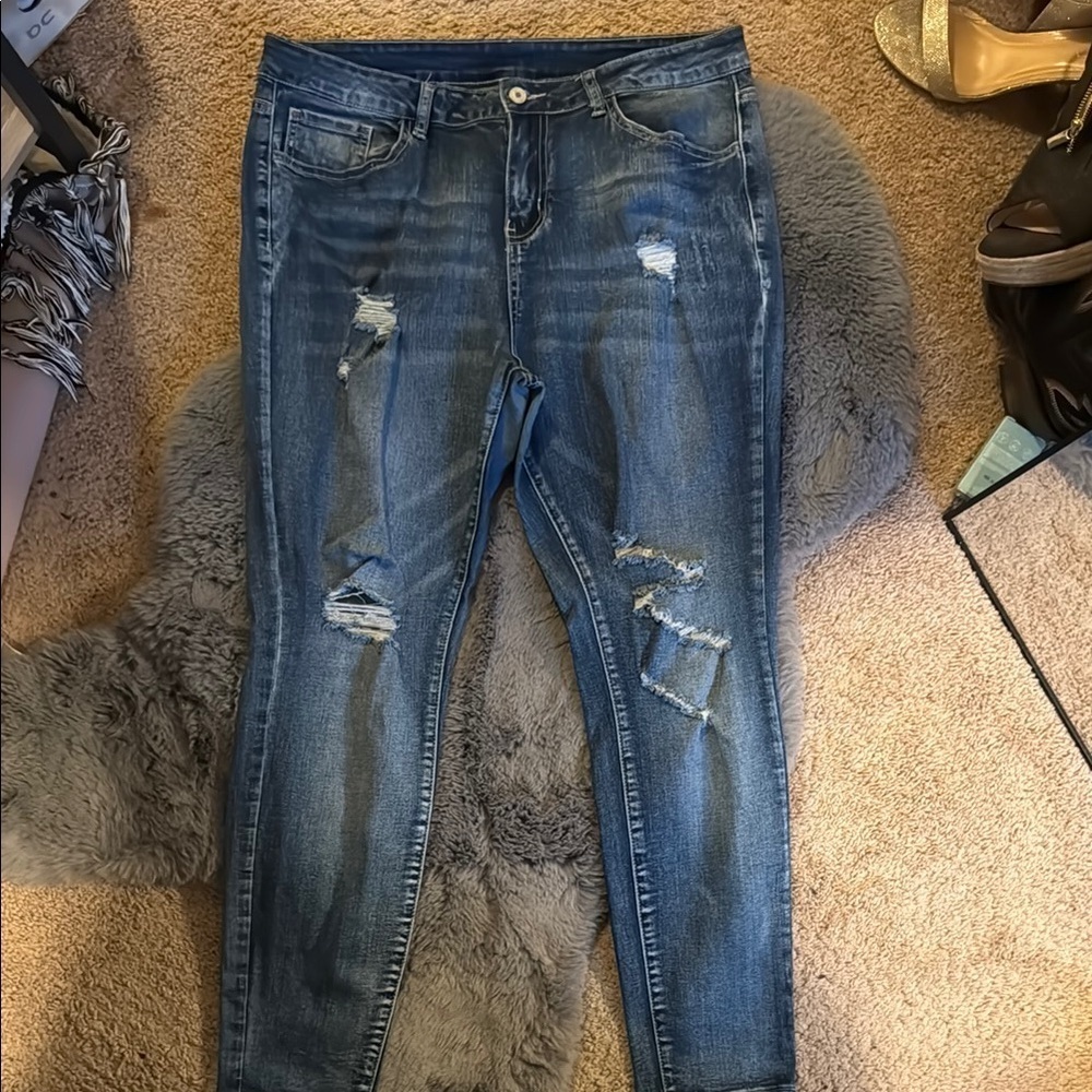 Distressed Blue Jeans for Women